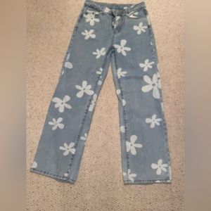 SHEIN floral pattern jeans. Lightly worn.